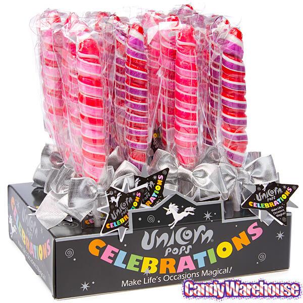 Unicorn Pops Celebrations 1.2-Ounce Twist Suckers - Valentine: 18-Piece Display - Candy Warehouse