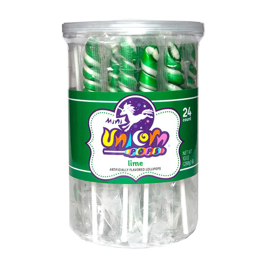 Unicorn Pops Twist Suckers - Green: 24-Piece Jar - Candy Warehouse