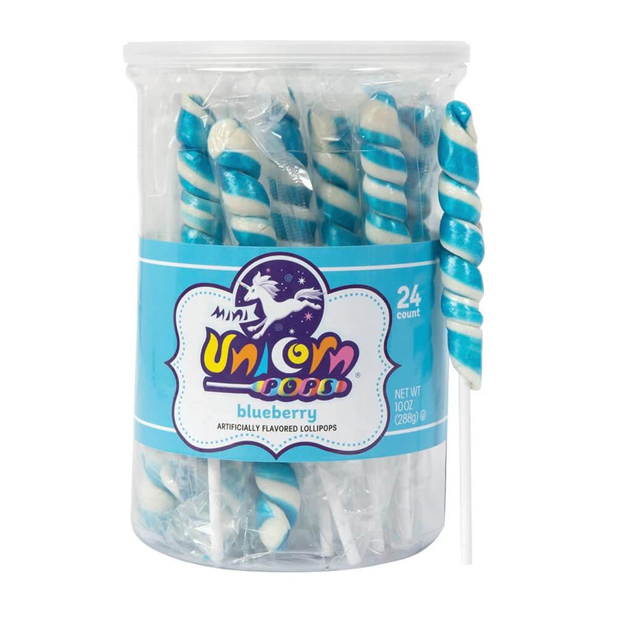 Unicorn Pops Twist Suckers - Light Blue: 24-Piece Jar - Candy Warehouse