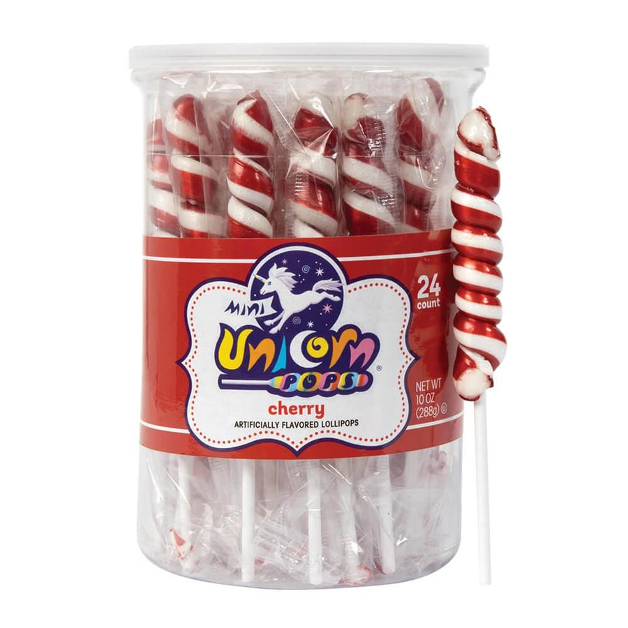 Unicorn Pops Twist Suckers - Red: 24-Piece Jar - Candy Warehouse