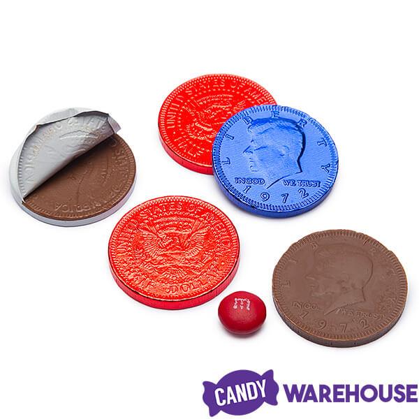 USA Patriotic Foiled Milk Chocolate Coins: 1LB Bag - Candy Warehouse