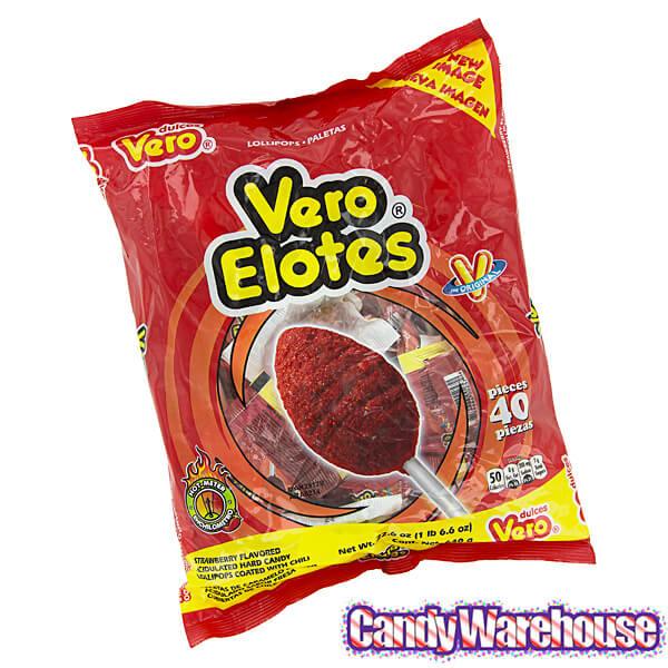 Vero Elotes Chili Lollipops: 40-Piece Bag - Candy Warehouse