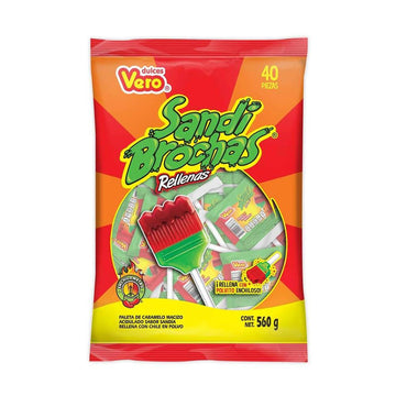 Vero Sandi Brochas Rellenas Lollipops: 40-Piece Bag - Candy Warehouse
