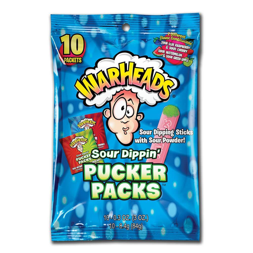 WarHeads Sour Dippin' Pucker Candy Packs: 120-Piece Box - Candy Warehouse
