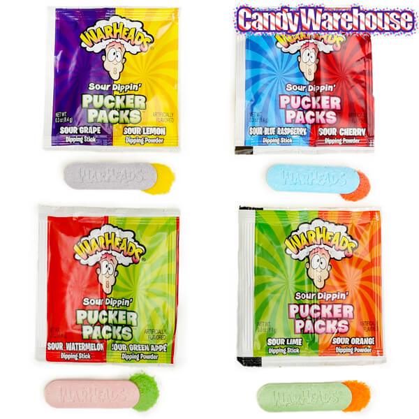 WarHeads Sour Dippin' Pucker Candy Packs: 50-Piece Bag - Candy Warehouse