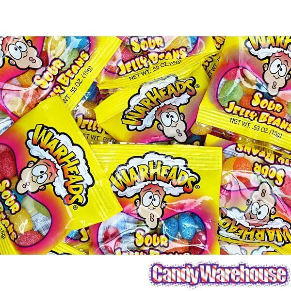 WarHeads Sour Jelly Beans Snack Packs 5LB Bag Candy Warehouse