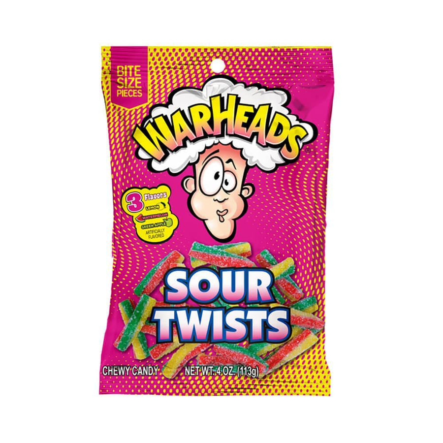 WarHeads Sour Twists Chewy Candy 4-Ounce Bags: 12-PC Box - Candy Warehouse