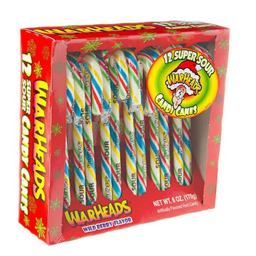 WarHeads Super Sour Candy Canes: 12-Piece Box - Candy Warehouse