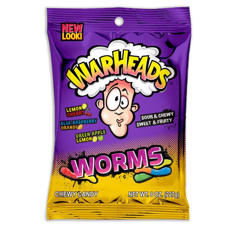 WarHeads Worms Sour Gummy Worms: 8-Ounce Bag - Candy Warehouse