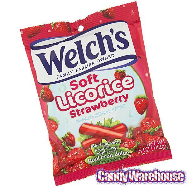 Welch's Soft Licorice Bites 5-Ounce Packs - Strawberry: 12-Piece Display - Candy Warehouse