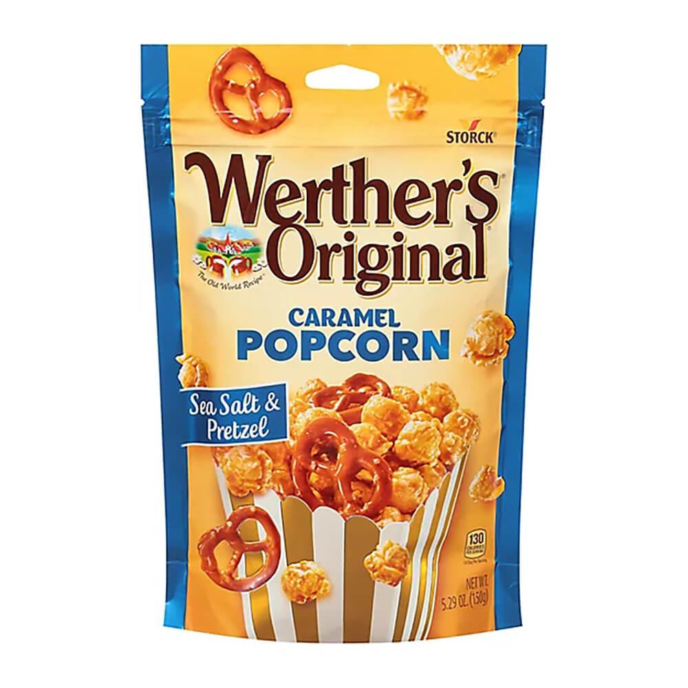 Werther's Original Caramel Popcorn with Sea Salt Pretzels Candy Packs: 6-Piece Box - Candy Warehouse