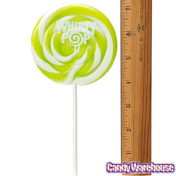 Whirly Pop 1.5-Ounce Swirl Suckers - Bright Green: 24-Piece Display - Candy Warehouse