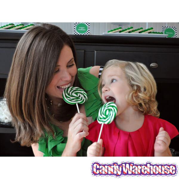 Whirly Pop 1.5-Ounce Swirl Suckers - Green: 24-Piece Display - Candy Warehouse