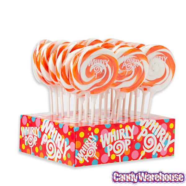 Whirly Pop 1.5-Ounce Swirl Suckers - Orange: 24-Piece Display - Candy Warehouse