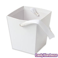 White Cardboard Buckets with Ribbon Handles: 6-Piece Set - Candy Warehouse