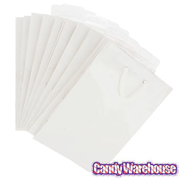 White Glossy Candy Bags with Handles - Small: 12-Piece Pack - Candy Warehouse