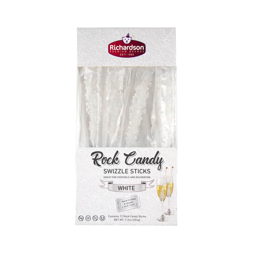 White Rock Candy Swizzle Sticks: 12-Piece Box - Candy Warehouse