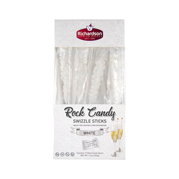 White Rock Candy Swizzle Sticks: 12-Piece Box - Candy Warehouse