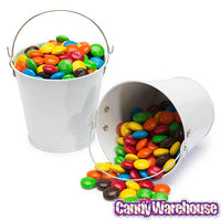 White Tinplate Pails with Handles: 12-Piece Set - Candy Warehouse