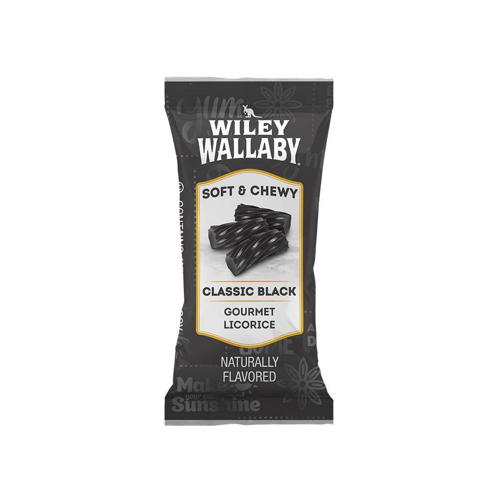 Wiley Wallaby Individually Wrapped Licorice Bites - Classic Black: 250-Piece Box - Candy Warehouse