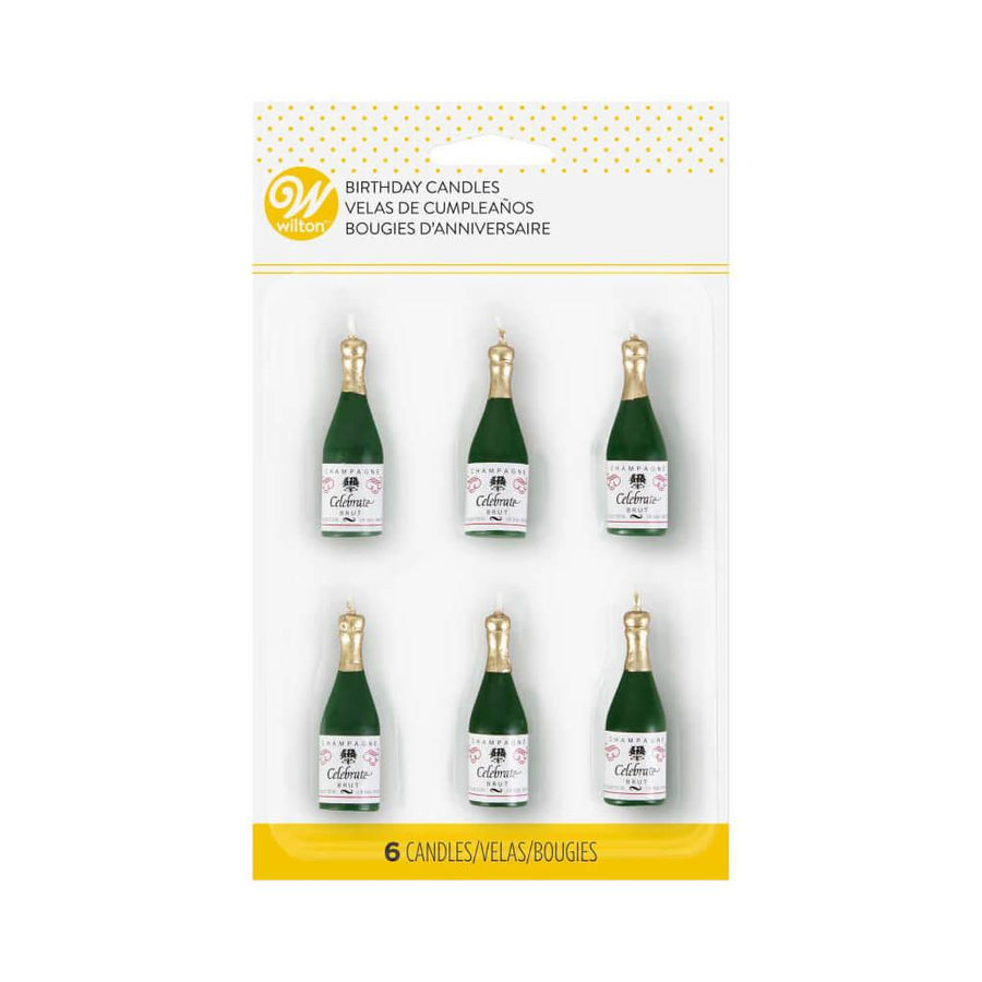 Wilton Champagne Bottle Candles: 6-Piece Pack - Candy Warehouse