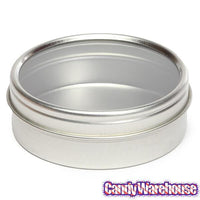 Windowed Round Candy Tins - 2-Ounce: 24-Piece Set - Candy Warehouse