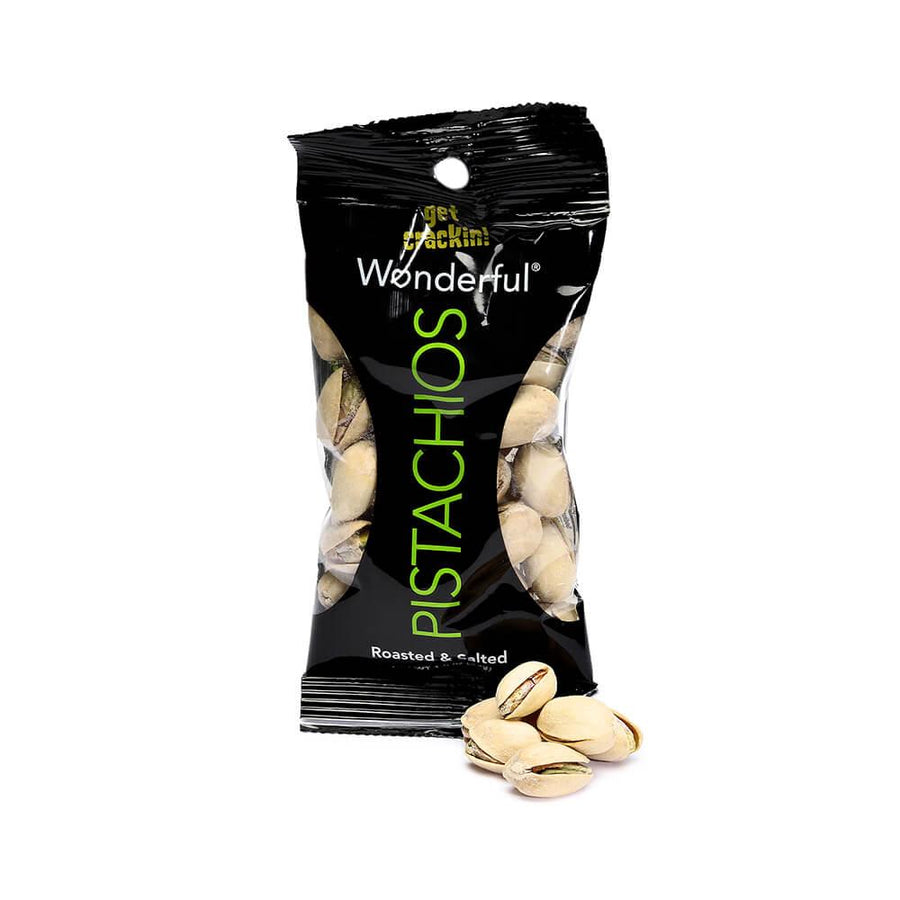 Wonderful Roasted and Salted Pistachios 1.5-Ounce Packs: 24-Piece Box - Candy Warehouse