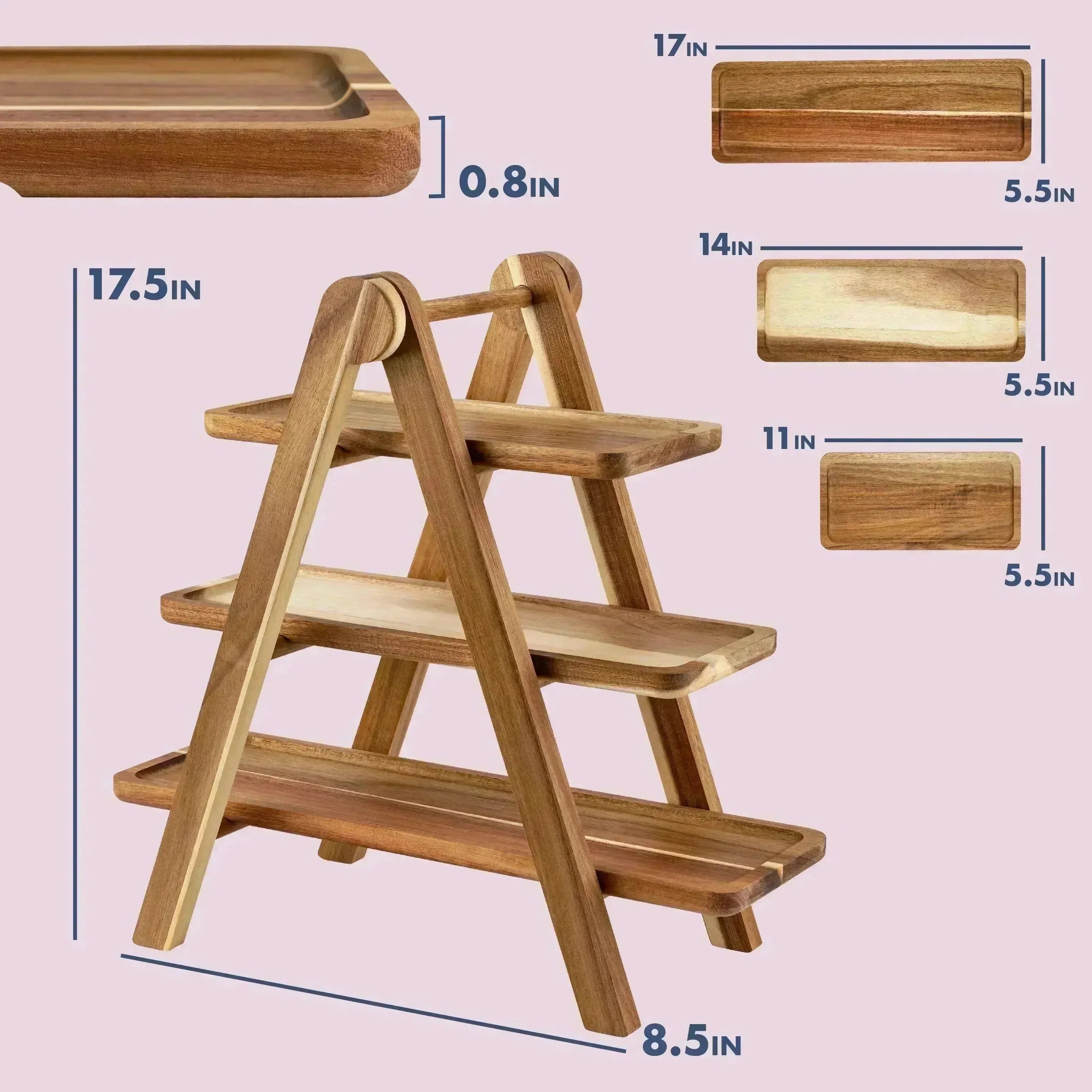Acacia Wood 3 Tier Serving Tray – Candy Warehouse