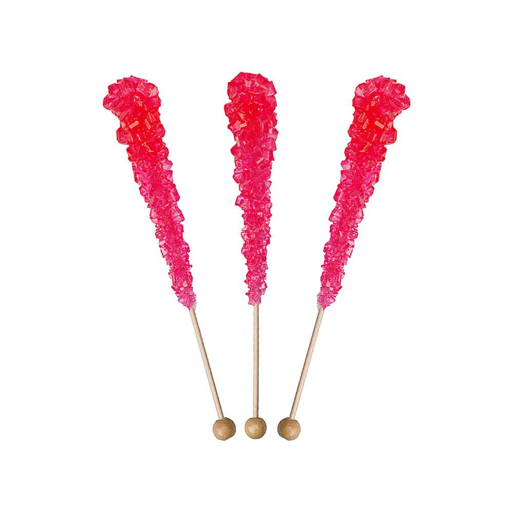 Wrapped Rock Candy Crystal Sticks - Pink: 120-Piece Case - Candy Warehouse