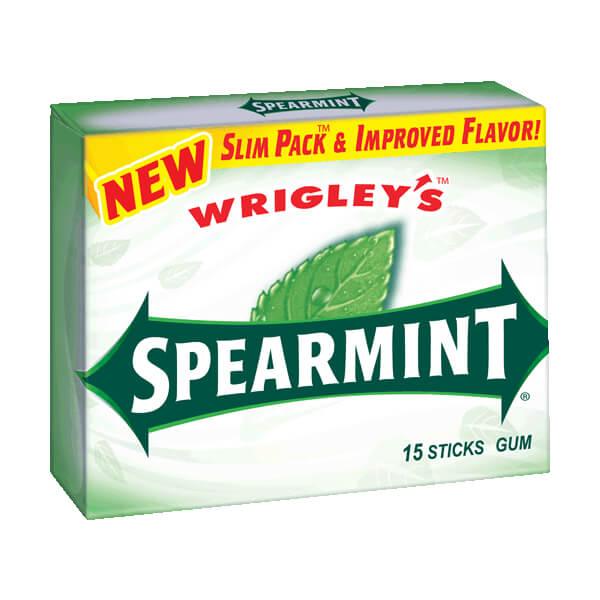Wrigley's Spearmint Gum Slim Packs: 10-Piece Box - Candy Warehouse