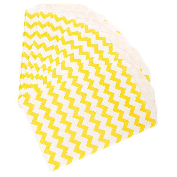 Yellow Chevron Stripe Candy Bags: 25-Piece Pack - Candy Warehouse
