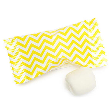 Yellow Chevron Stripe Wrapped Buttermint Creams: 300-Piece Case - Candy Warehouse