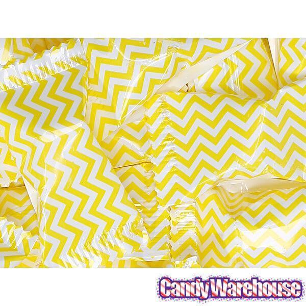 Yellow Chevron Stripe Wrapped Buttermint Creams: 300-Piece Case - Candy Warehouse