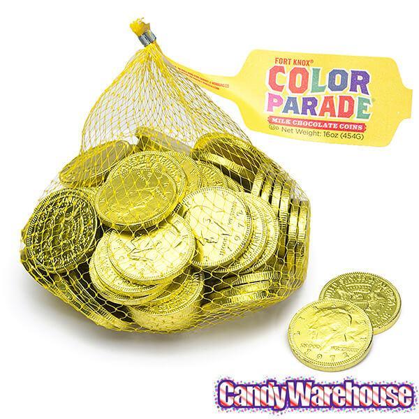 Yellow Foiled Milk Chocolate Coins: 1LB Bag - Candy Warehouse