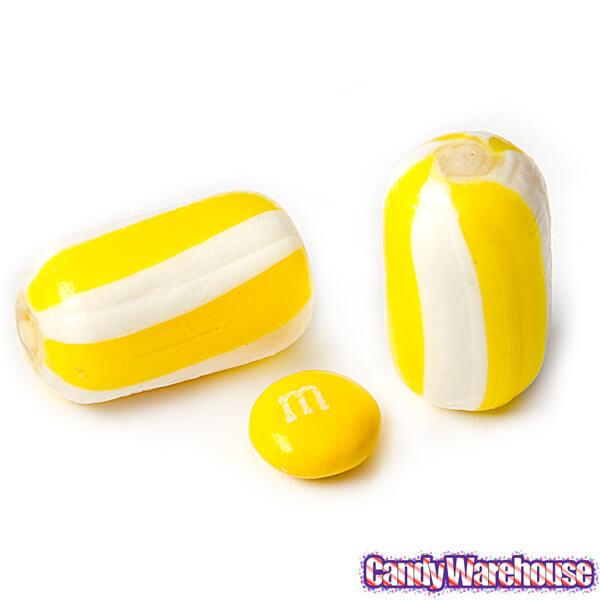YumJunkie Sassy Cylinders Banana Yellow Striped Hard Candy: 5LB Bag - Candy Warehouse