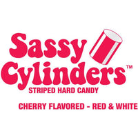 YumJunkie Sassy Cylinders Cherry Red Striped Hard Candy: 5LB Bag - Candy Warehouse