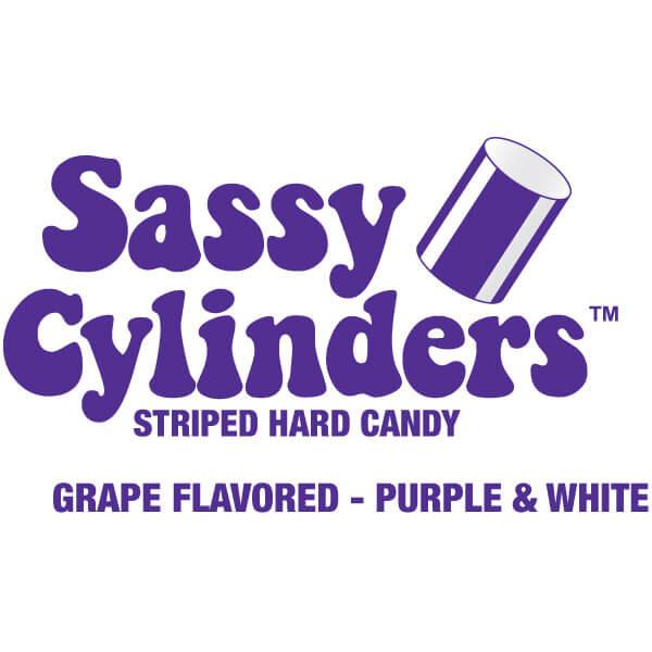 YumJunkie Sassy Cylinders Grape Purple Striped Hard Candy: 5LB Bag - Candy Warehouse