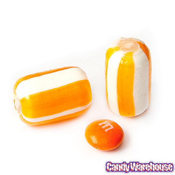 YumJunkie Sassy Cylinders Orange Striped Hard Candy: 5LB Bag - Candy Warehouse