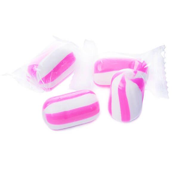 YumJunkie Sassy Cylinders Strawberry Pink Striped Hard Candy: 5LB Bag - Candy Warehouse