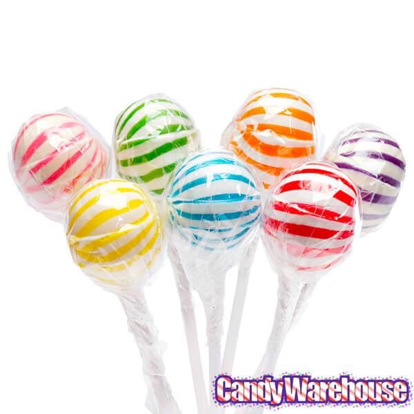YumJunkie Sassy Spheres Assorted Striped Ball Lollipops: 100-Piece Bag - Candy Warehouse