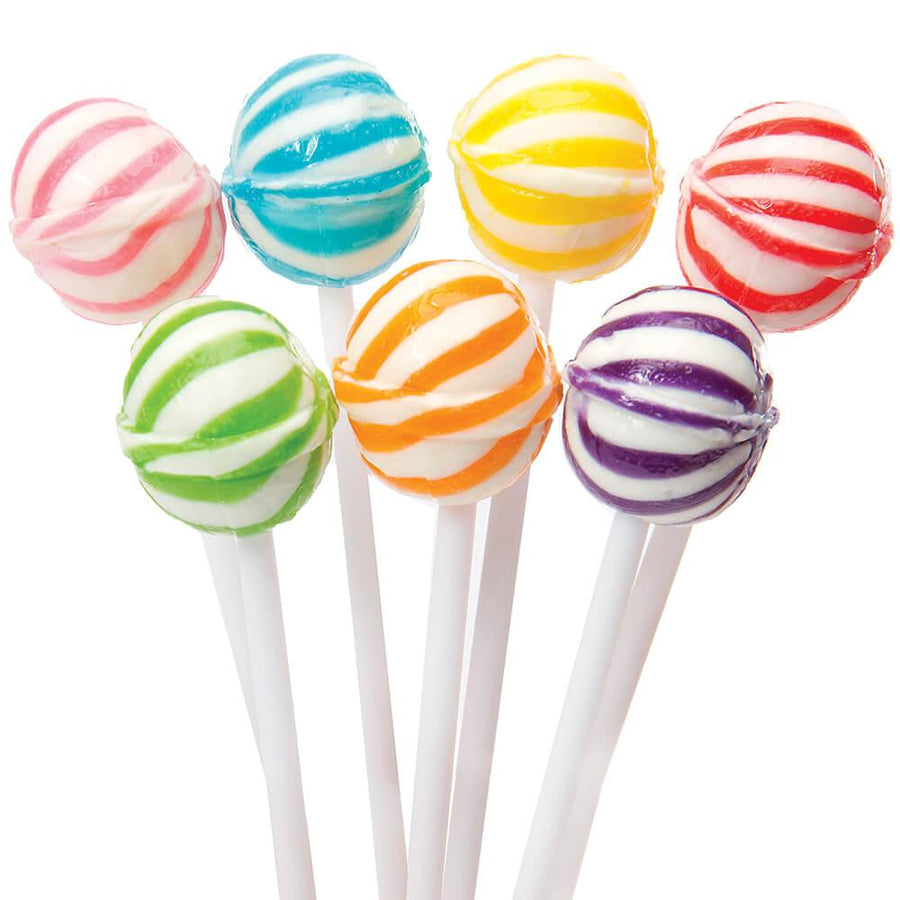 YumJunkie Sassy Spheres Assorted Striped Ball Lollipops - Petite: 400-Piece Bag - Candy Warehouse