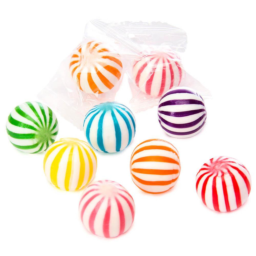 YumJunkie Sassy Spheres Assortment Striped Candy Balls: 5LB Bag - Candy Warehouse