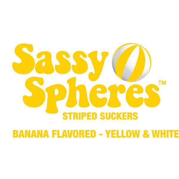 YumJunkie Sassy Spheres Banana Yellow Striped Ball Lollipops: 100-Piece Bag - Candy Warehouse