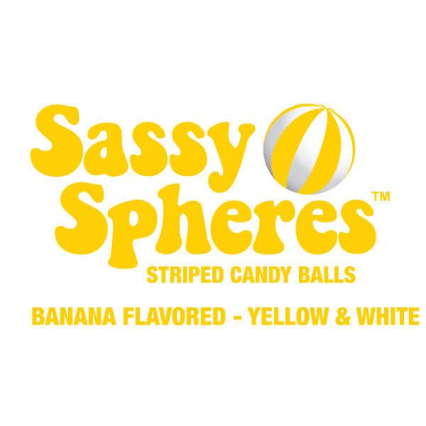 YumJunkie Sassy Spheres Banana Yellow Striped Candy Balls: 5LB Bag - Candy Warehouse