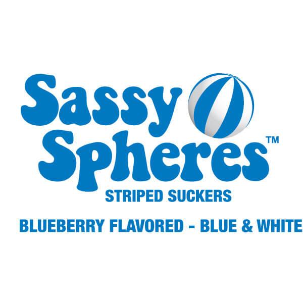 YumJunkie Sassy Spheres Blueberry Blue Striped Ball Lollipops: 100-Piece Bag - Candy Warehouse