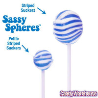 YumJunkie Sassy Spheres Blueberry Blue Striped Ball Lollipops - Petite: 400-Piece Bag - Candy Warehouse