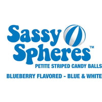 YumJunkie Sassy Spheres Blueberry Blue Striped Candy Balls - Petite: 5LB Bag - Candy Warehouse