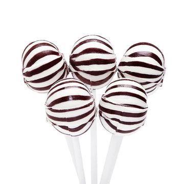 YumJunkie Sassy Spheres Cherry Black Striped Ball Lollipops: 100-Piece Bag - Candy Warehouse