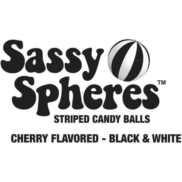 YumJunkie Sassy Spheres Cherry Black Striped Candy Balls: 5LB Bag - Candy Warehouse