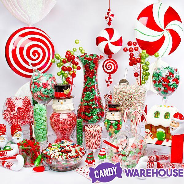 YumJunkie Sassy Spheres Christmas Striped Hard Candy Balls - Petite: 5LB Bag - Candy Warehouse